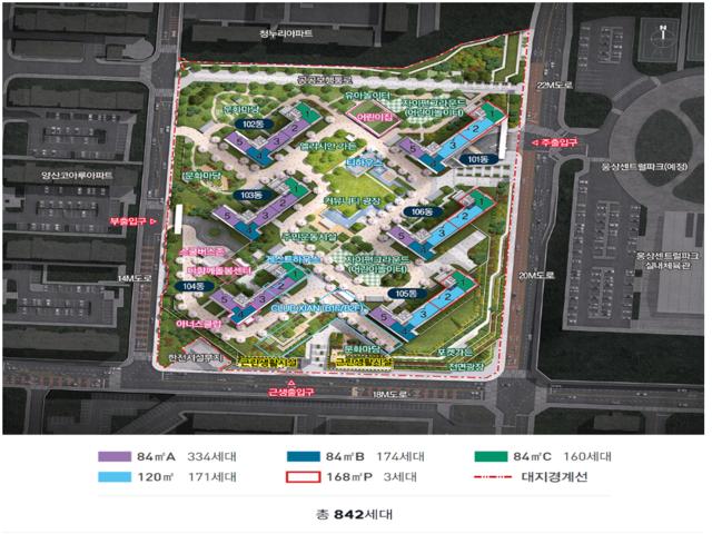 양산자이 파크팰리체 단지배치도